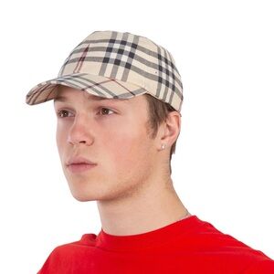 Unisex Beige Plaid Baseball Cap - Classic Pattern size Medium